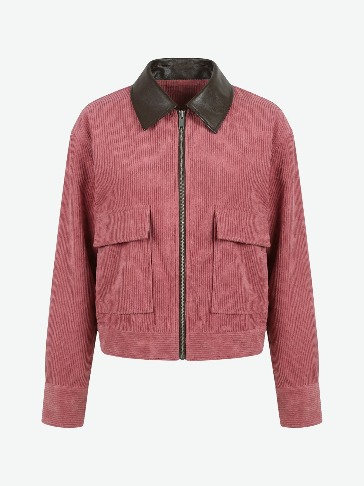 Corduroy Contrast Collar Zip Jacket