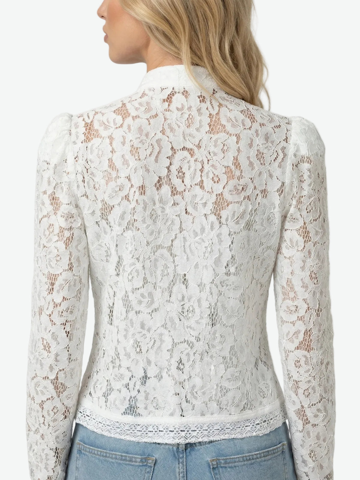 Floral Lace Frog Button Blouse