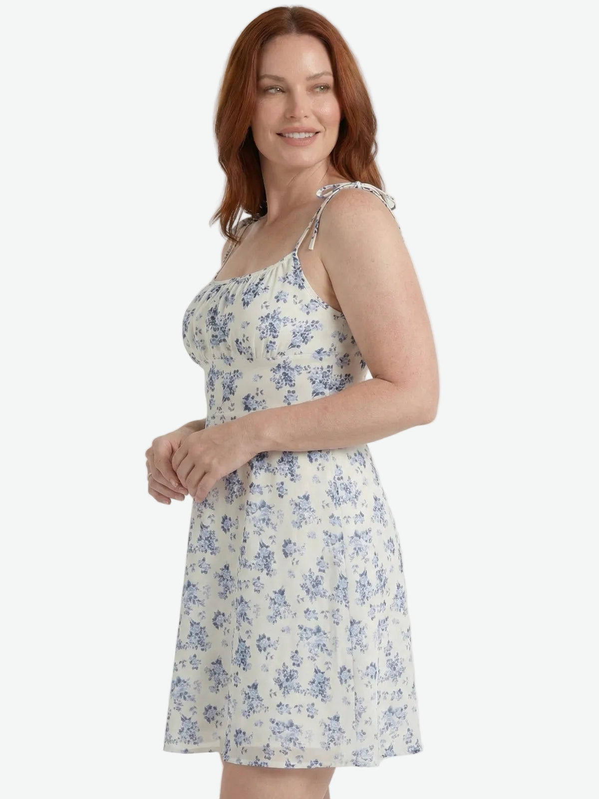 Floral A-Line Tie Strap Mini Dress