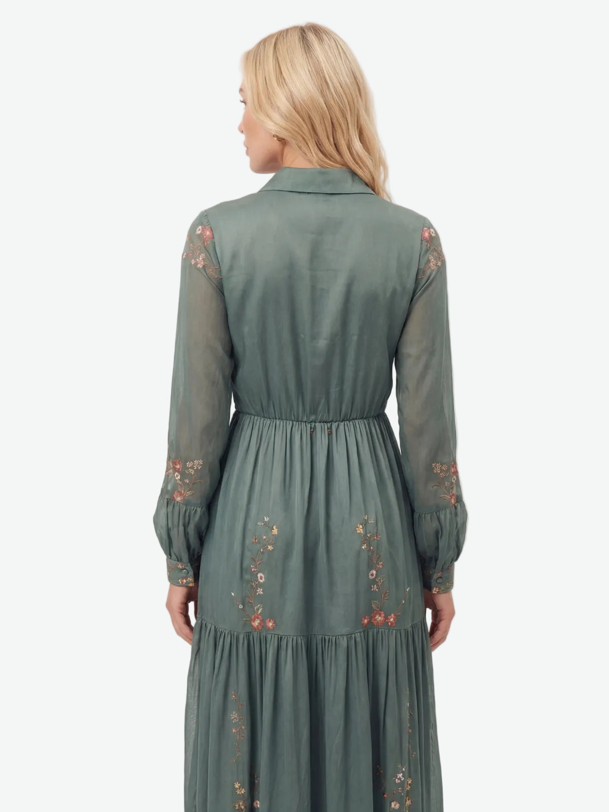 Floral Embroidered Tiered Maxi Dress