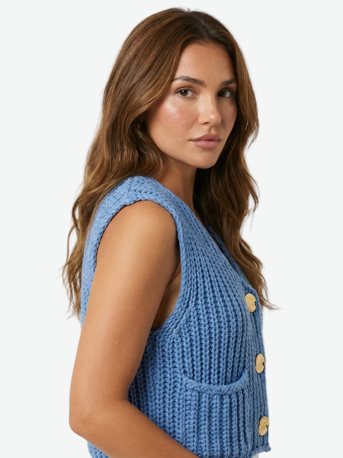 Gold Button Knit Vest