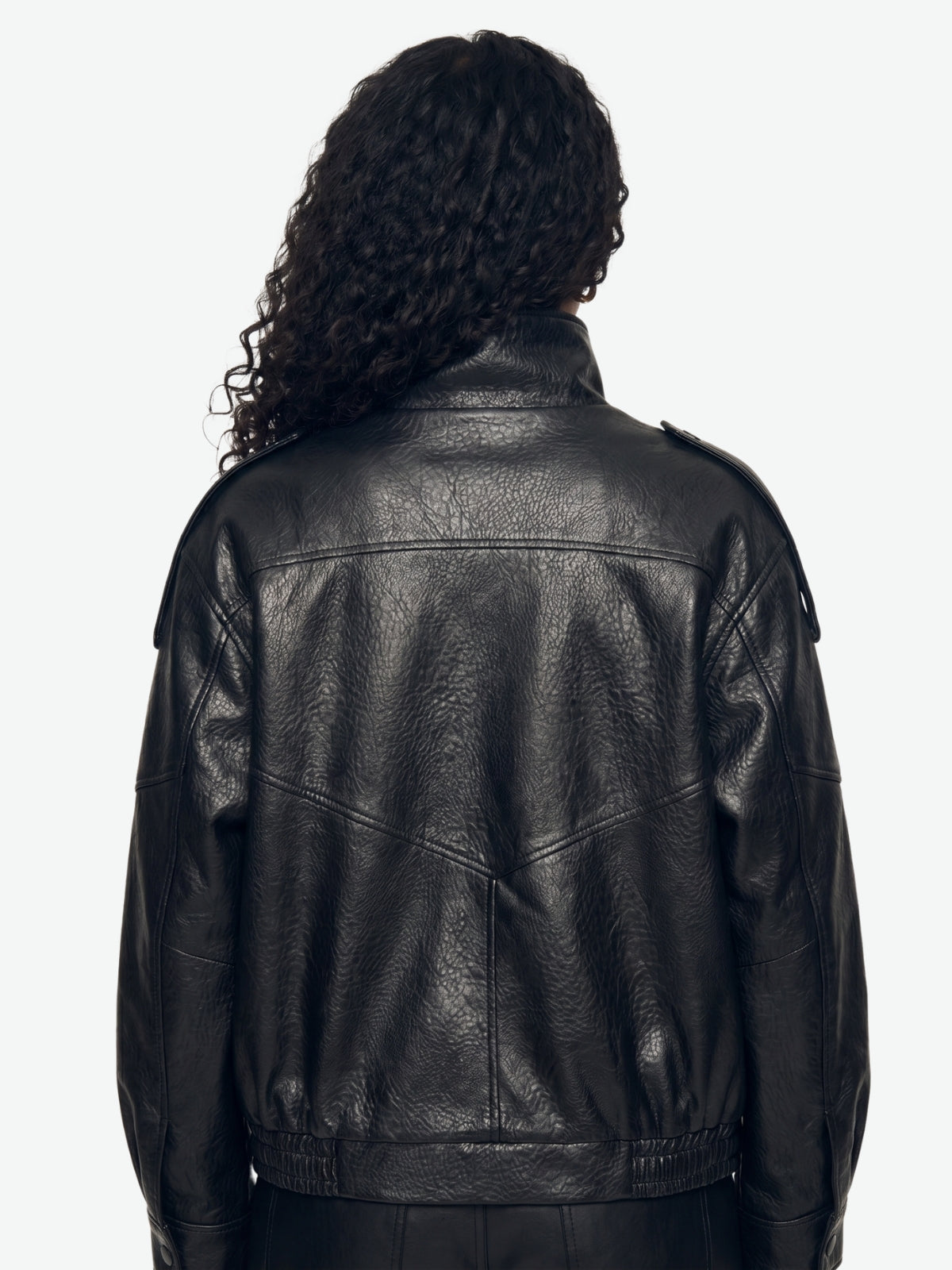 High Neck Faux Leather Moto Jacket