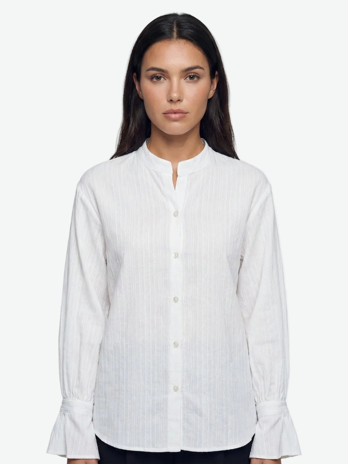 Mandarin Collar Flare Cuff Shirt