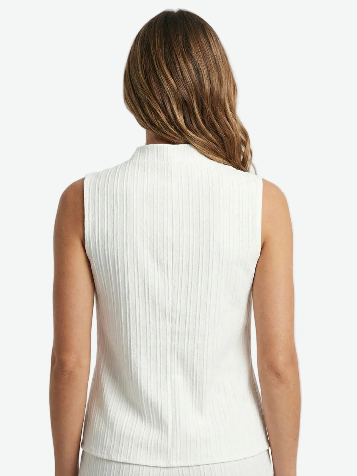 Pleated Sleeveless V-Neck Top