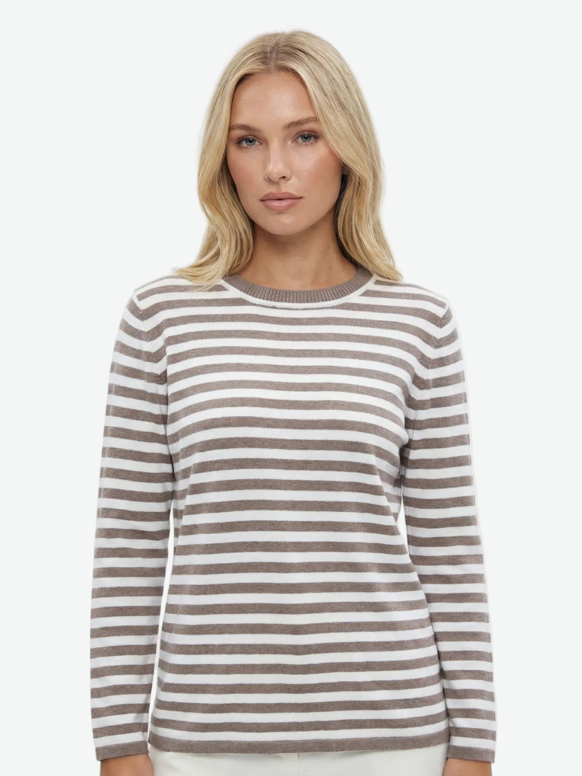 Striped Crew Neck Knit Sweater