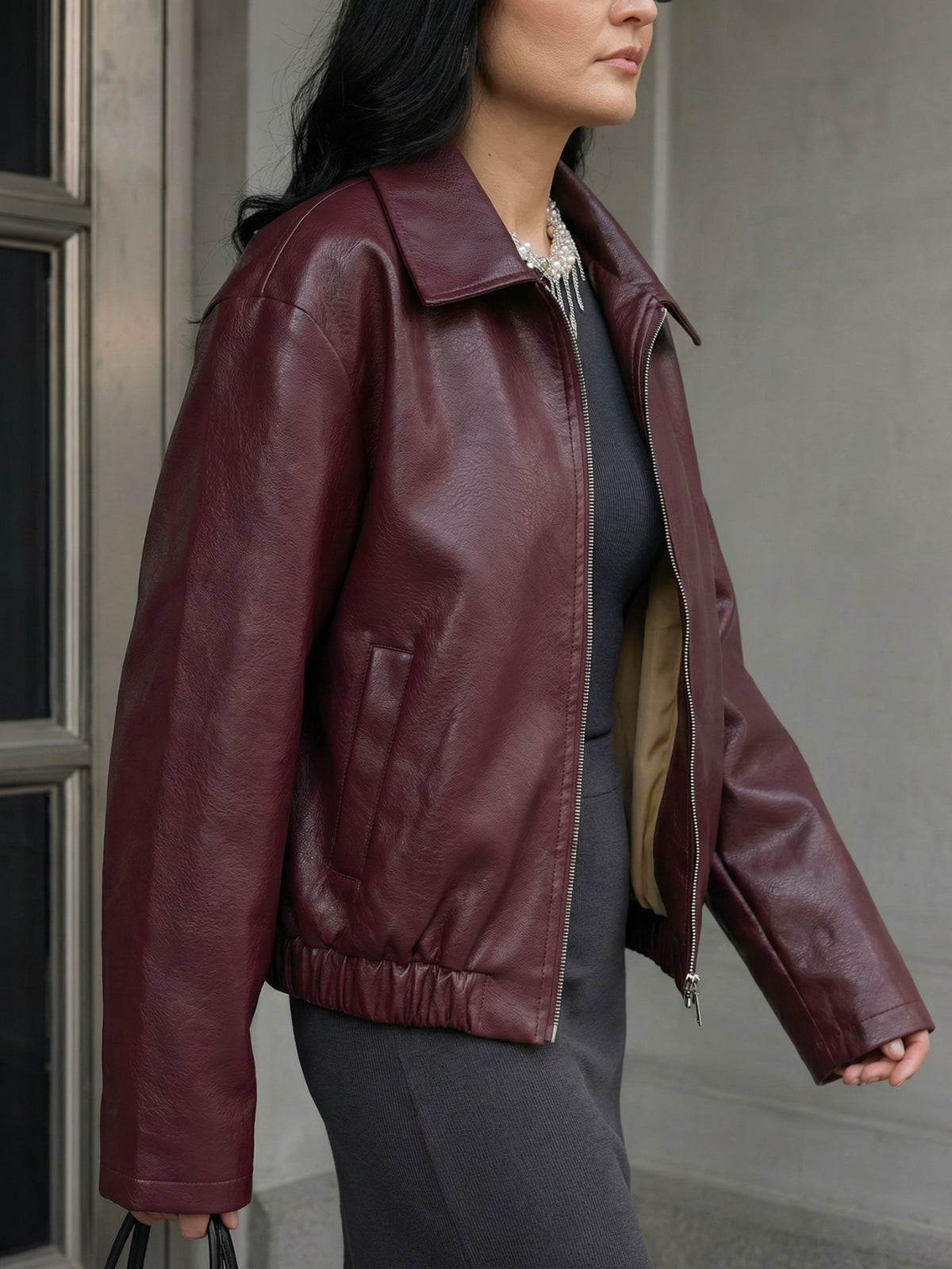Vintage Style Faux Leather Jacket