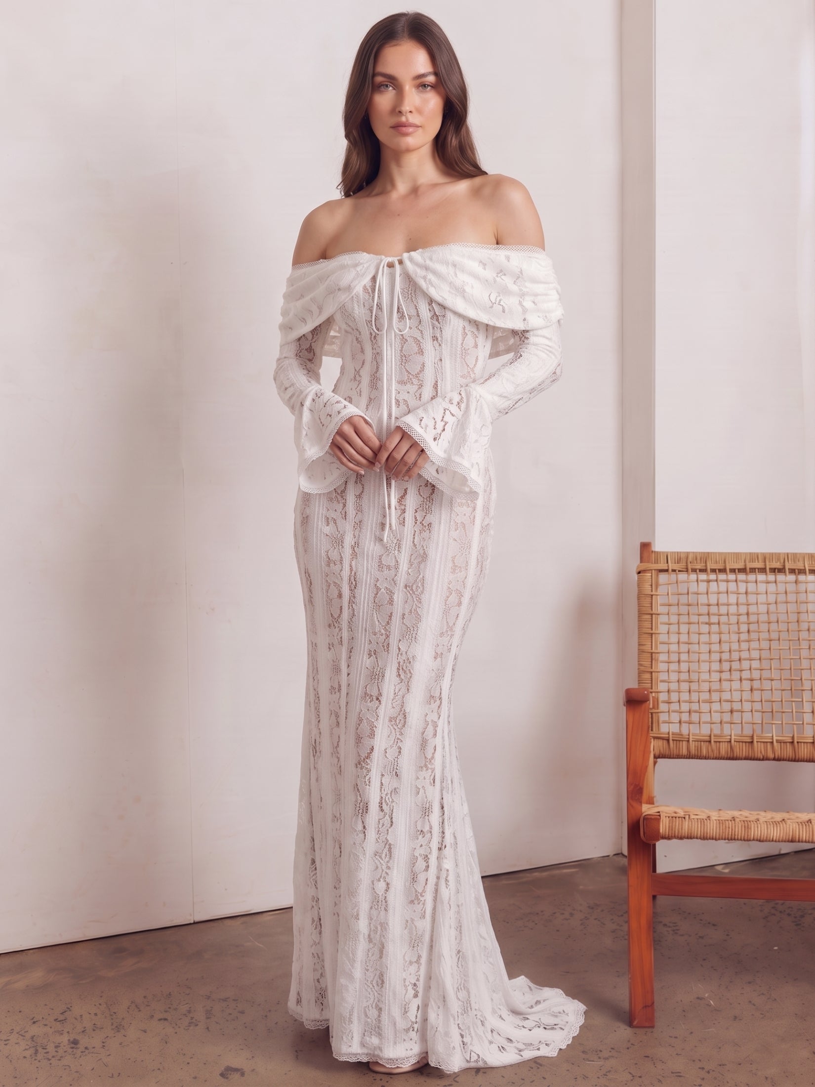 Amira Lace Off Shoulder Maxi Dress