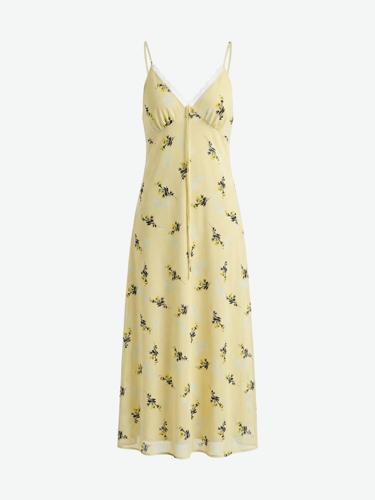 Seraphine Floral Lace Trim Satin Maxi Dress