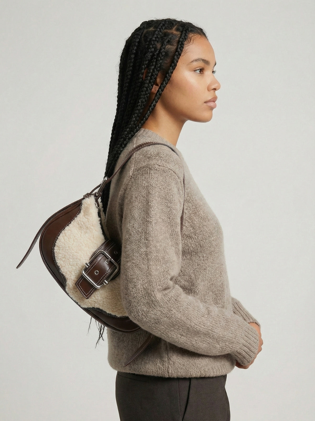 Amber Faux Fur Leather Shoulder Bag