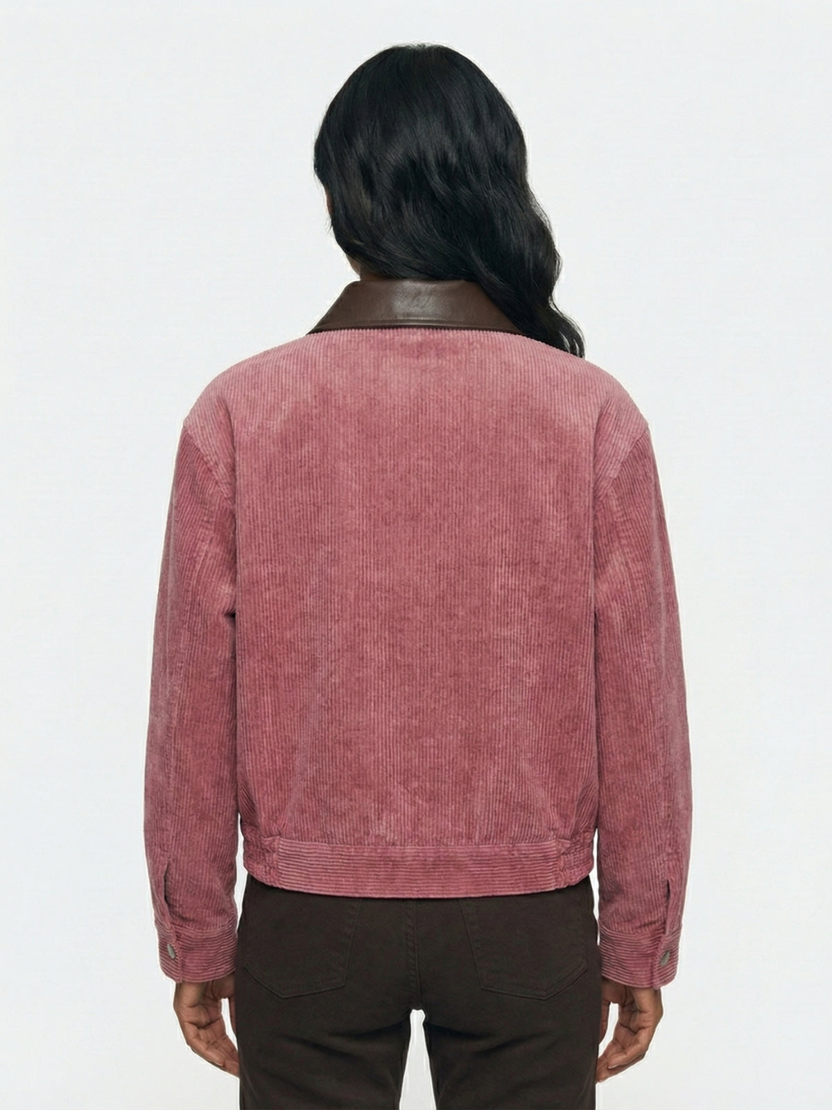 Corduroy Contrast Collar Zip Jacket
