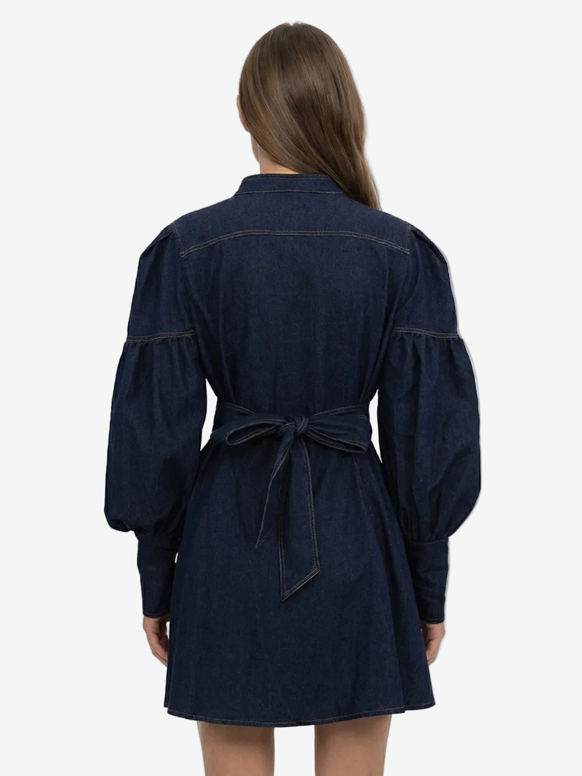 Denim Puff Sleeve Mini Dress