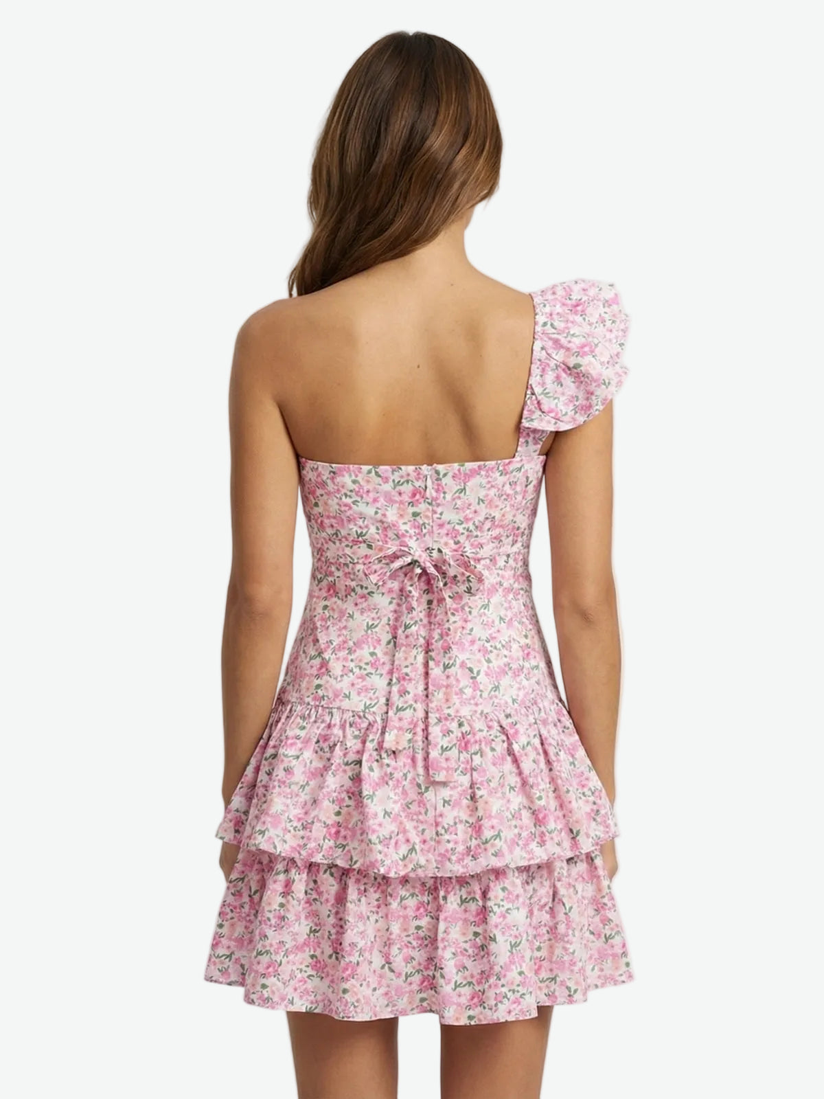 Floral One Shoulder Cut-Out Mini Dress