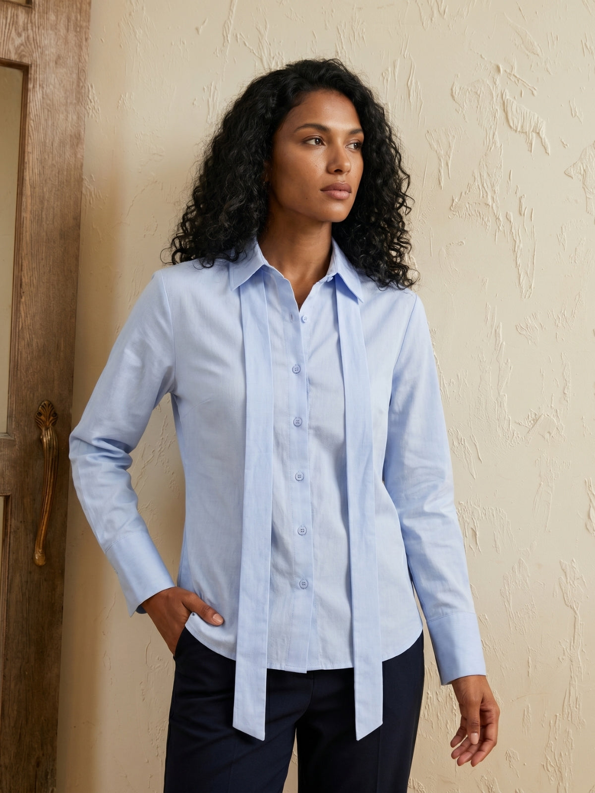 Lace-Up Back Oversized Shirt