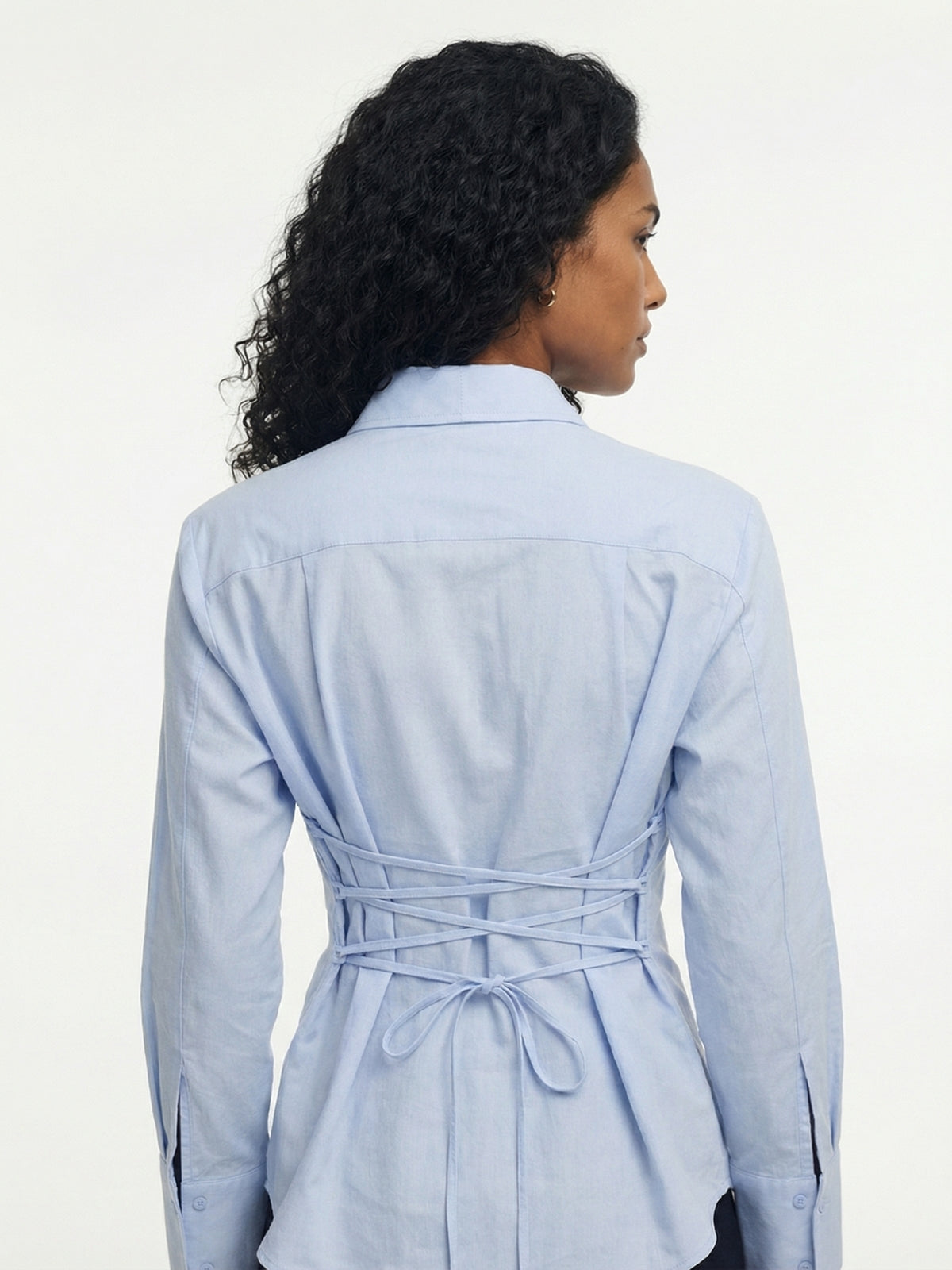 Lace-Up Back Oversized Shirt
