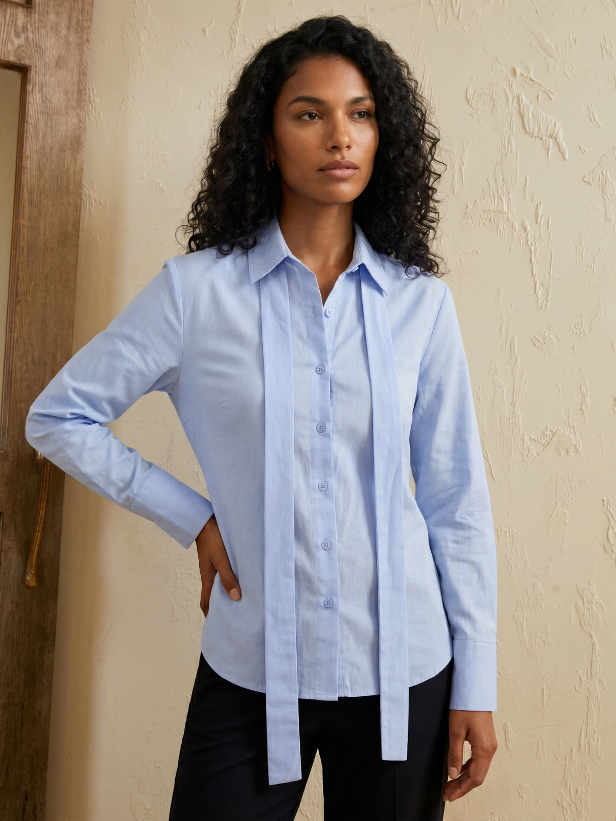 Lace-Up Back Oversized Shirt