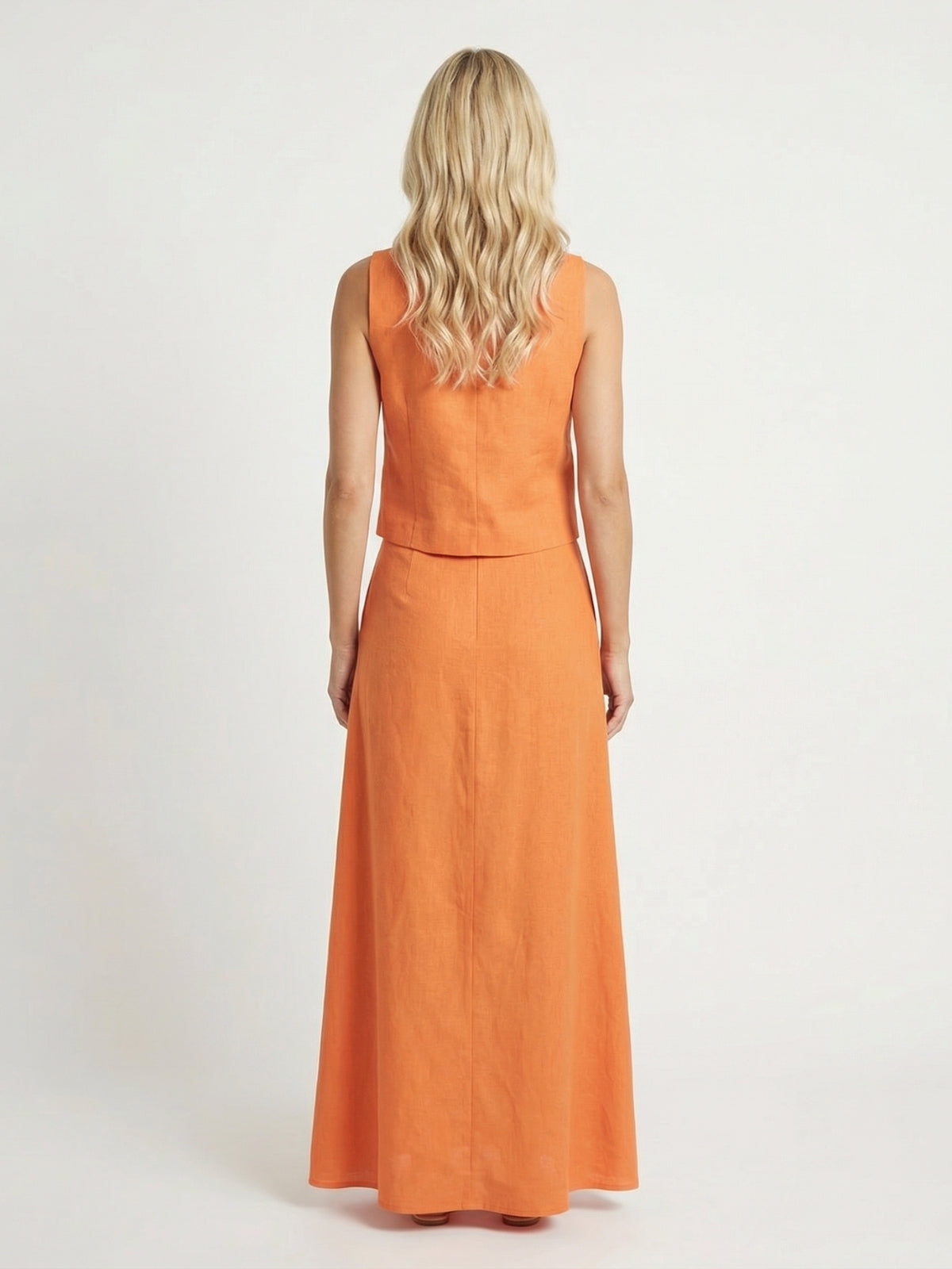 Linen Waistcoat And Maxi Skirt Set
