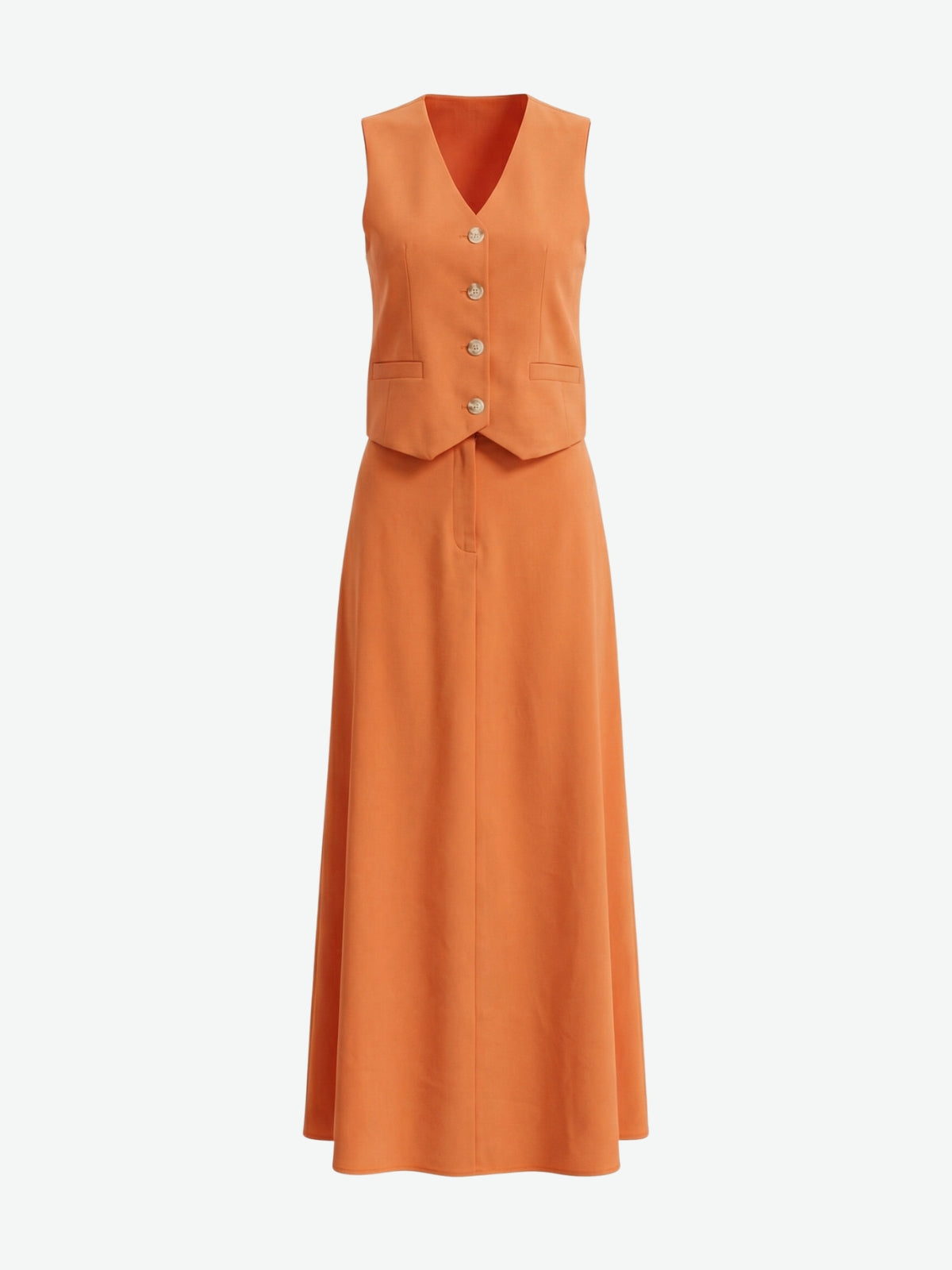 Linen Waistcoat And Maxi Skirt Set