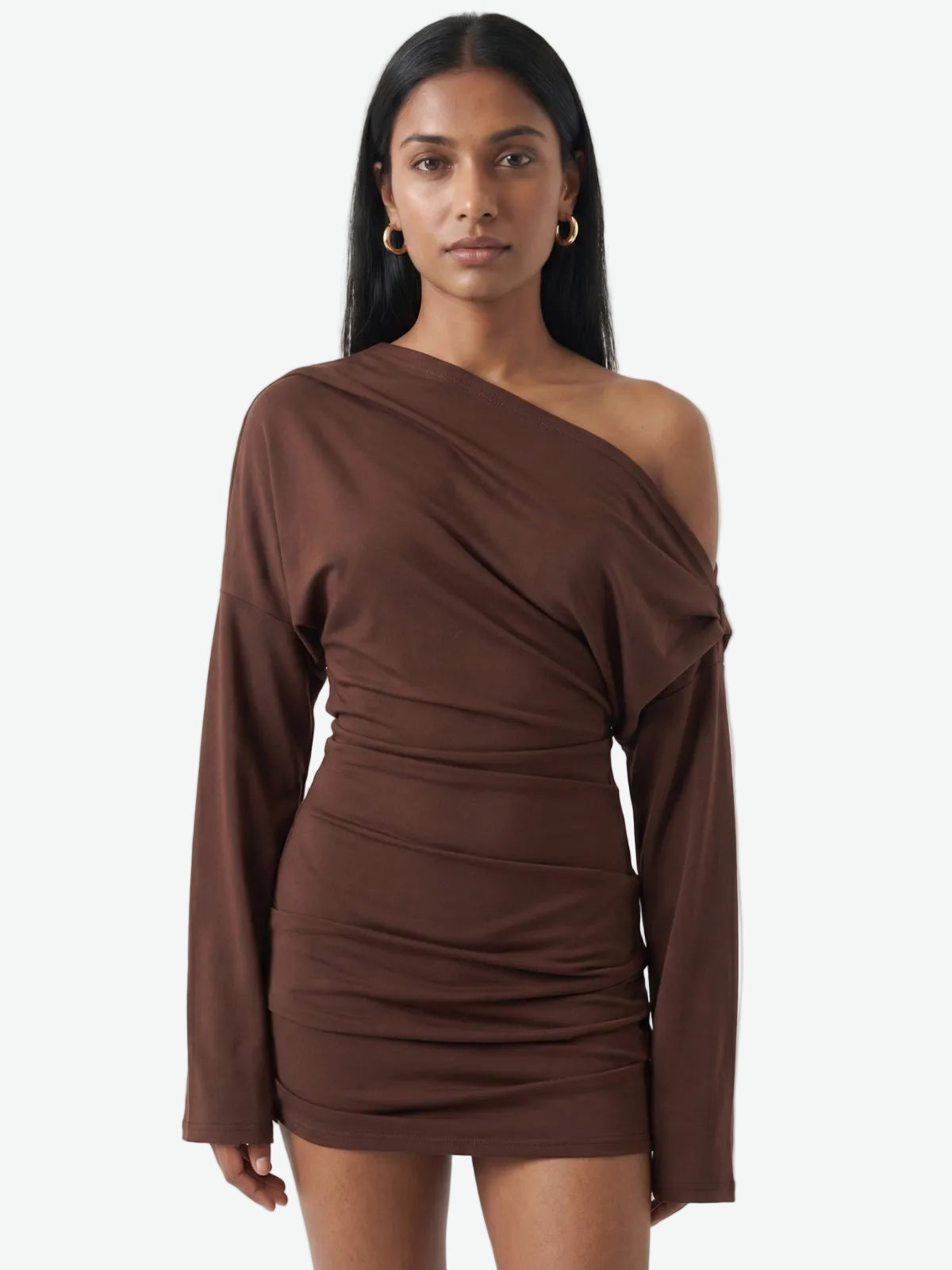 Off-Shoulder Draped Mini Dress