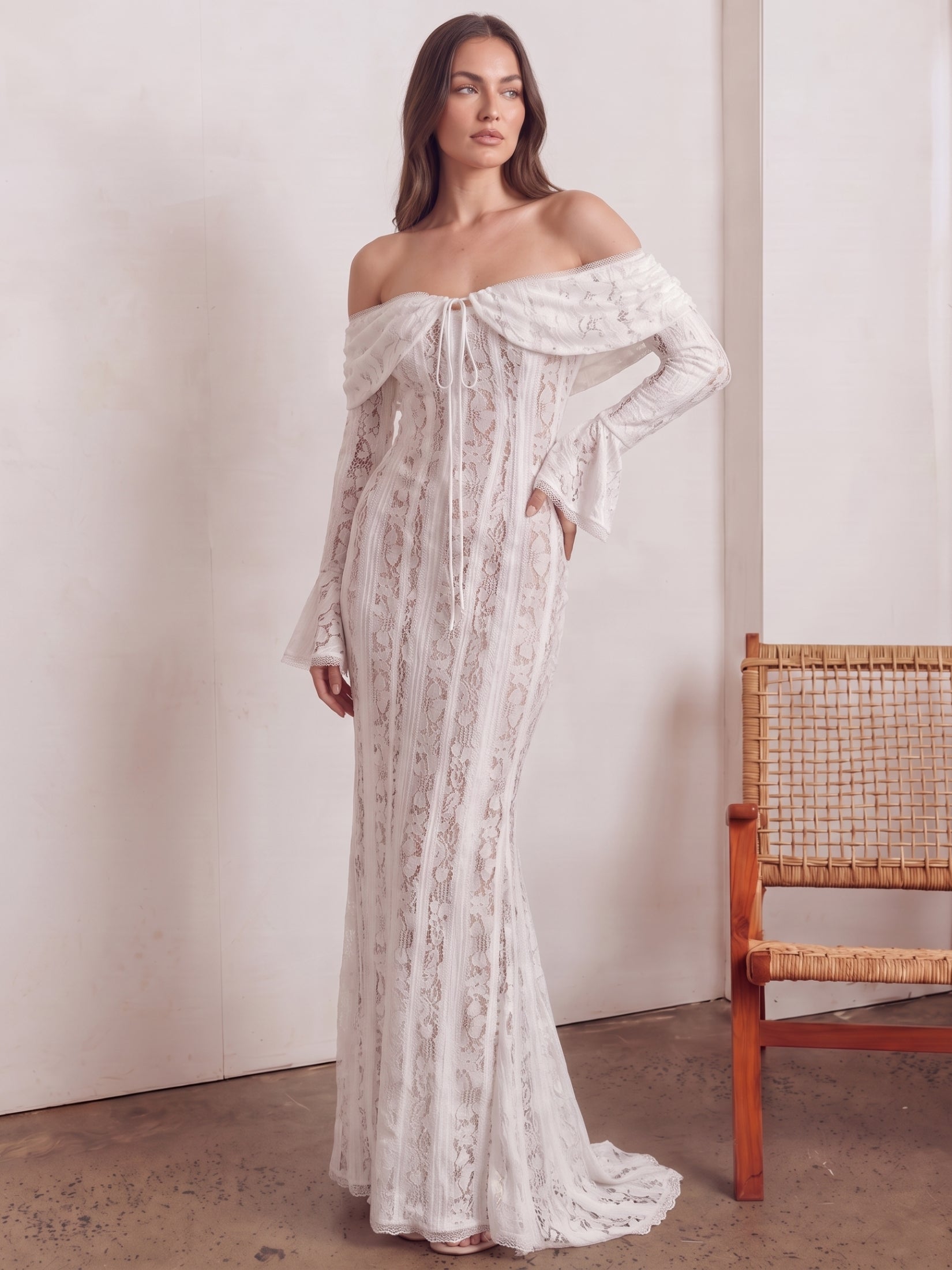 Amira Lace Off Shoulder Maxi Dress